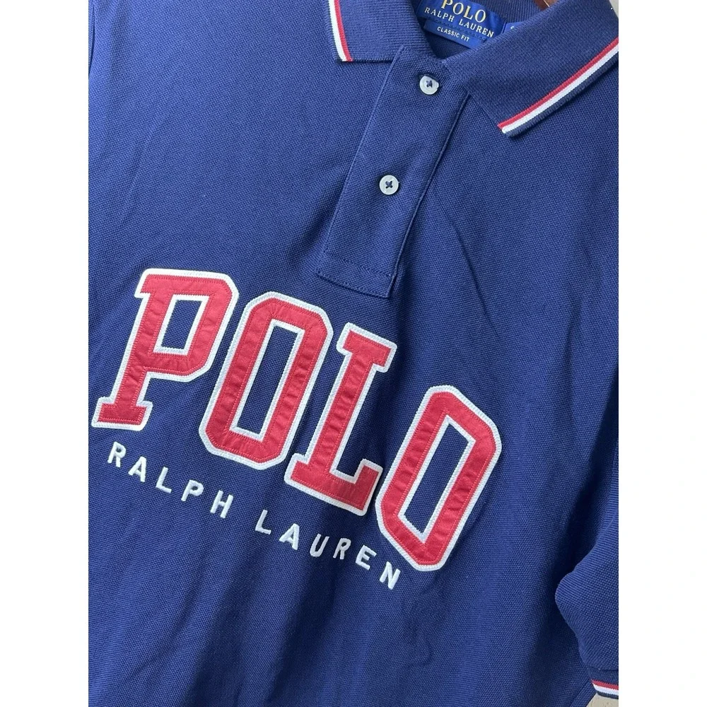 Polo Ralph Lauren‎ Polo Shirt Spell Out Mens Small Red White Blue Pony Americana